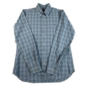Fish Hippie Tailored Fit Gingham Button Down Shirt Blue White Mens Large L